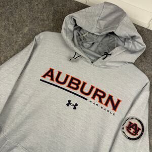 Under Armour Men’s Auburn Tigers Hoodie Light Gray Navy Blue Orange Small 381